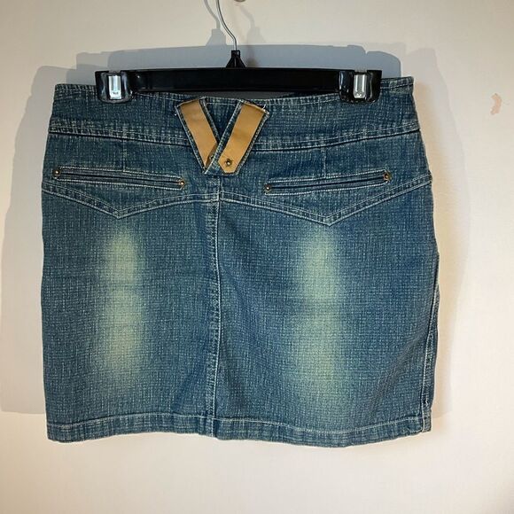 Extreme Denim Miniskirt with FauxLeather Details, 7. Altgirl, egirl, rocker - Picture 5 of 8